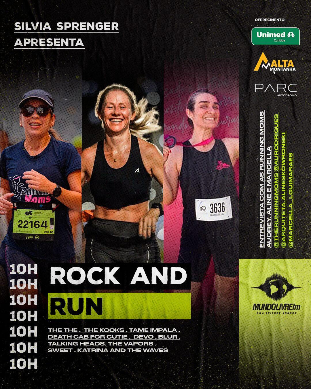 Rock and Run com a Audrey Rodrigues, da assessoria Running Moms e as atletas Aline Skowronski da Silva e Marcella Lopes Guimarães