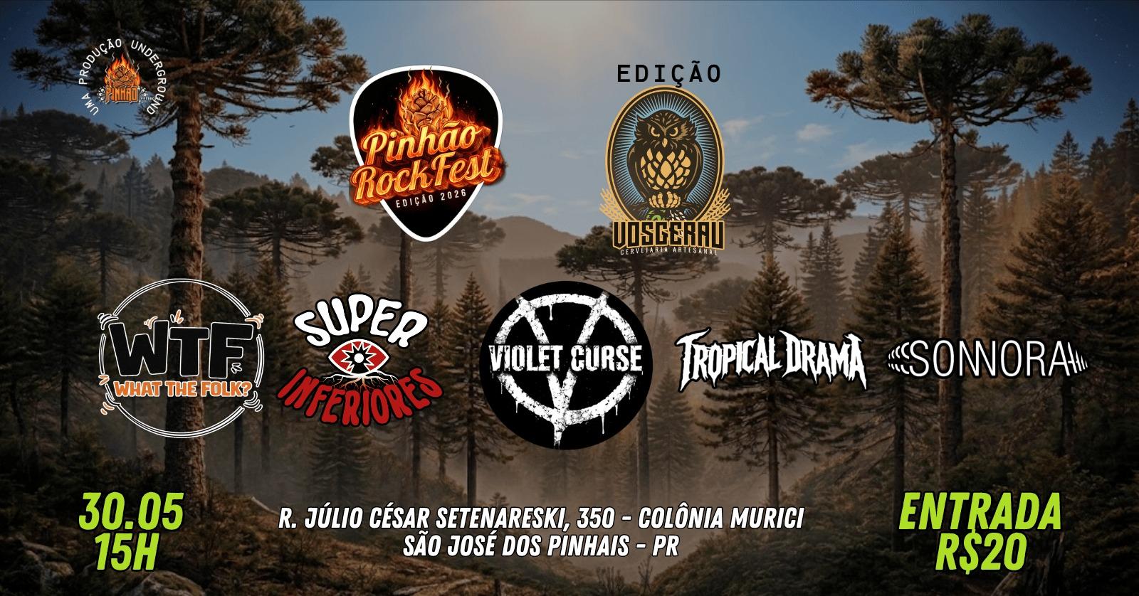Pinhão Rock Fest leva rock alternativo, metal e grunge ao Caminho do Vinho em São José dos Pinhais