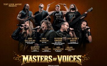 Eric Martin, Edu Falaschi, Tim Ripper Owens e Jeff Scott Soto em material promocional da turnê Masters of Voices 2026.