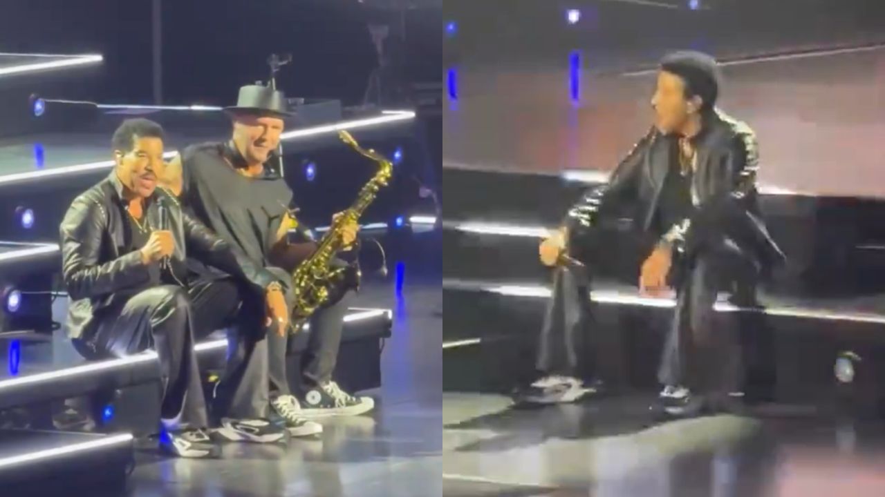 Lionel Richie durante apresentação da turnê Sing a Song All Night Long antes de interromper o show após relatar tontura em Minnesota.