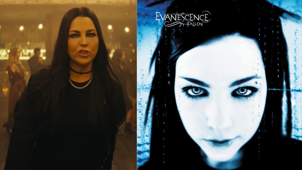 Amy Lee no videoclipe de "Bring Me to Life", música do Evanescence certificada como diamante pela RIAA.