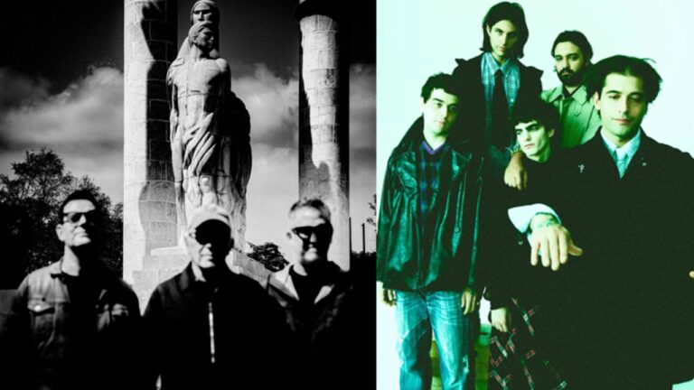 Integrantes da New Order e a banda paranaense Jovens Ateus