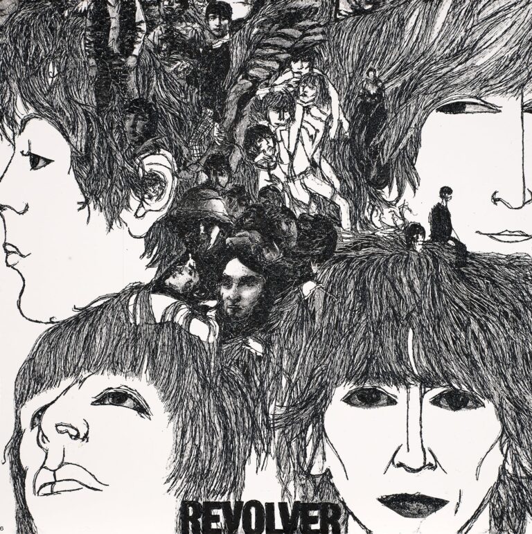 Capa do álbum Revolver, dos Beatles, lançado em 1966 e ilustrado por Klaus Voormann