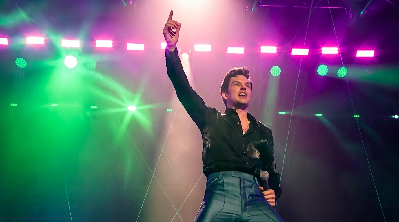 Brandon Flowers durante apresentação do The Killers